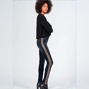 Black Orchid Denim Gisele High Rise Leopard Stripe - Raven